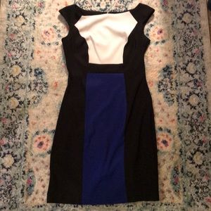 Hourglass black blue and white dress